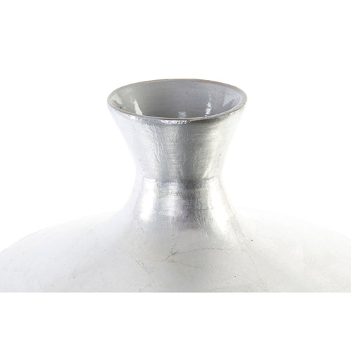 Vase DKD Home Decor Mosaic Silver Grey Mother of pearl Bamboo (25 x 25