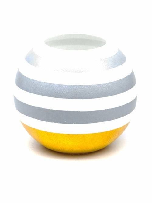 Handpainted Glass Vase for Flowers | Painted Art Glass Round Yellow