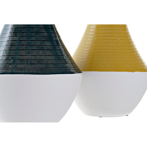 Vase DKD Home Decor Blue Ocre Bicoloured Stoneware 23 x 23 x 51 cm (2