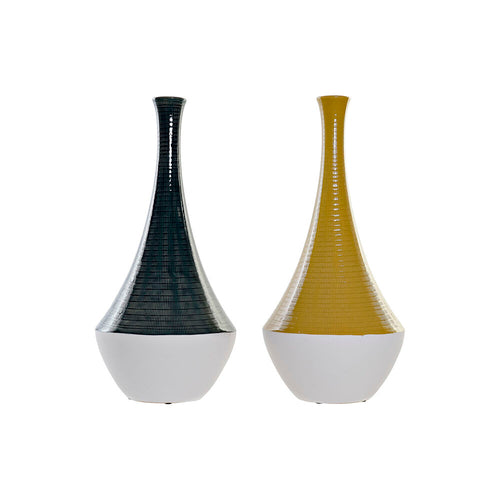 Vase DKD Home Decor Blue Ocre Bicoloured Stoneware 23 x 23 x 51 cm (2
