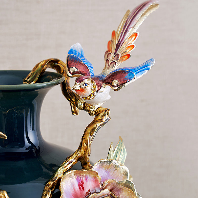 RORO Other Home Decor OEM ODM Service Modern Luxury Home Decorative Enamel Big Flower Ceramic Vase for Home Hotel Restaurant